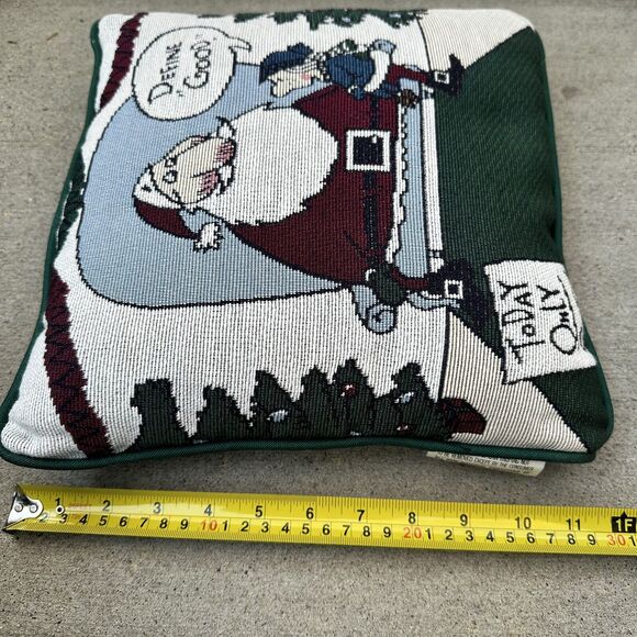 90s Shoebox Christmas Tapestry Pillow Hallmark 12" Define Good Santa Gag Gift - Picture 9 of 11